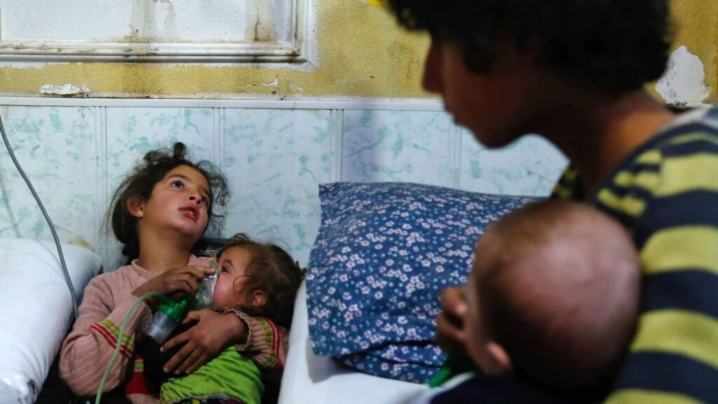 A picture of a Syrian girl who survived a chemical attack.